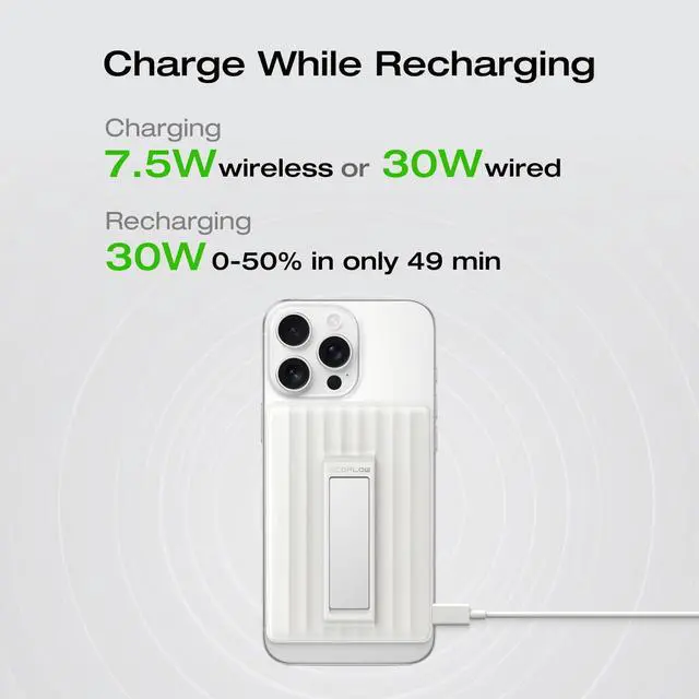 Alt view image 3 of 7 - ViewSonic Rapid Magsafe Power Bank 10,000mAh, 7.5W, Magnetic Charging | Wireless Portable Charger, 30W USB-C Power Delivery, Compatible for iPhone 17/16/15/14 Series, AirPods Wireless Charging Case
