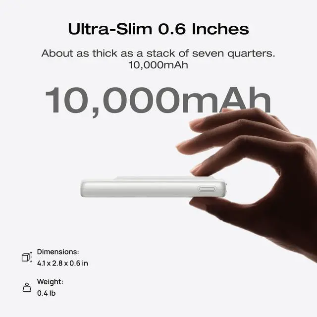 Alt view image 6 of 7 - ViewSonic Rapid Magsafe Power Bank 10,000mAh, 7.5W, Magnetic Charging | Wireless Portable Charger, 30W USB-C Power Delivery, Compatible for iPhone 17/16/15/14 Series, AirPods Wireless Charging Case