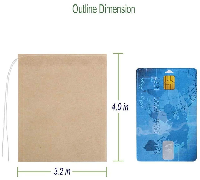 Alt view image 5 of 7 - Disposable Tea Filter Bags for Loose Tea, Wood Pulp Material, Biodegradable and Compostable, Unbleached Empty Tea Infuser Sachets with Drawstring, 100 Pack (3.2inch x 4.0inch)