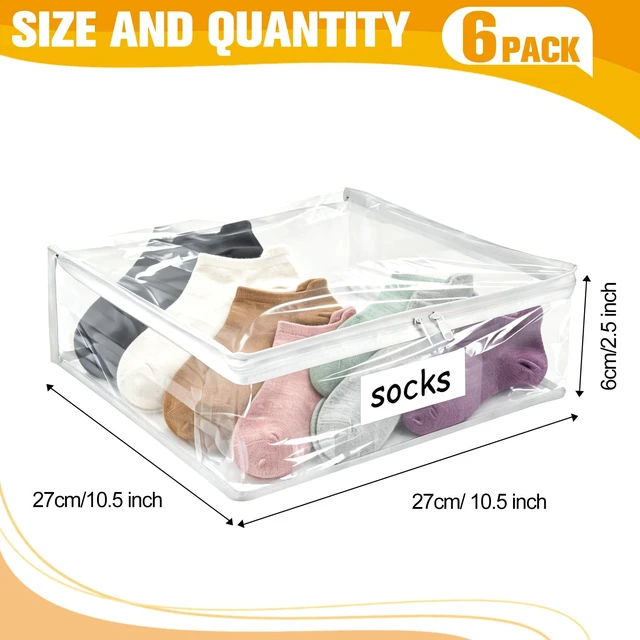 Alt view image 3 of 7 - Plastic Storage Bags with Easy-Glide Zipper, Pack of 6, Durable Clear Vinyl Zippered Storage Bags for Clothes Sweaters Comforters Blankets Sheets Bedding (10.5 x 10.5 x 2.5 Inch, Transparent White)