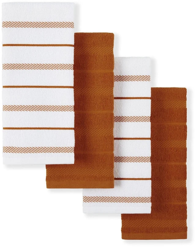 Main image of ViewSonic Albany Kitchen Towel 4-Pack Set, Honey Orange/White, 16"x26"