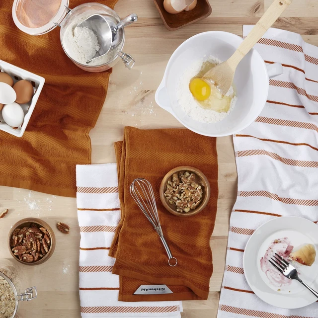 Alt view image 2 of 4 - ViewSonic Albany Kitchen Towel 4-Pack Set, Honey Orange/White, 16"x26"