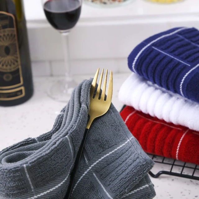 Alt view image 5 of 7 - ViewSonic 100% Cotton Gray Kitchen Towels, Absorbent Dish Towels with Hanging Loop, Soft Kitchen Hand Towels for Washing, Drying Dishes