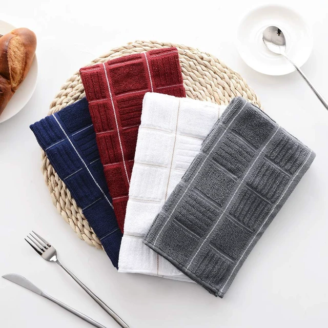Alt view image 7 of 7 - ViewSonic 100% Cotton Gray Kitchen Towels, Absorbent Dish Towels with Hanging Loop, Soft Kitchen Hand Towels for Washing, Drying Dishes
