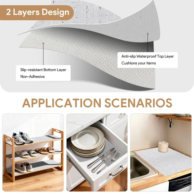 Alt view image 5 of 7 - ViewSonic Shelf Liner 17.7'' X 96'' Drawer Liners Shelf Liners for Kitchen Cabinets Non Adhesive, Strong Grip Anti Slip Cabinet Liners for Shelves, Oil-Proof Waterproof Cupboard Liner