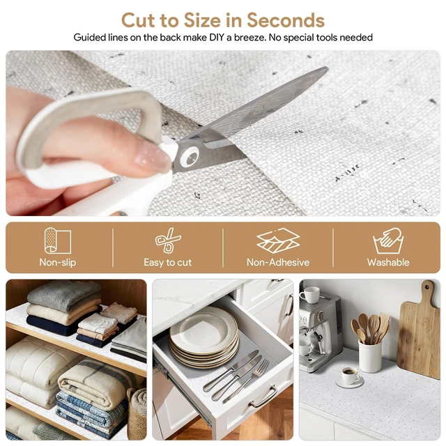 Alt view image 6 of 7 - ViewSonic Shelf Liner 17.7'' X 96'' Drawer Liners Shelf Liners for Kitchen Cabinets Non Adhesive, Strong Grip Anti Slip Cabinet Liners for Shelves, Oil-Proof Waterproof Cupboard Liner