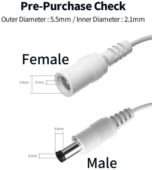 Alt view image 2 of 7 - HI Electrical & Industrial Wire Extension Cable 10M 2.1mm x 5.5mm Compatible with 12V DC Adapter for CCTV Security Camera System NVR DVR and IP Camera White 1 Pack
