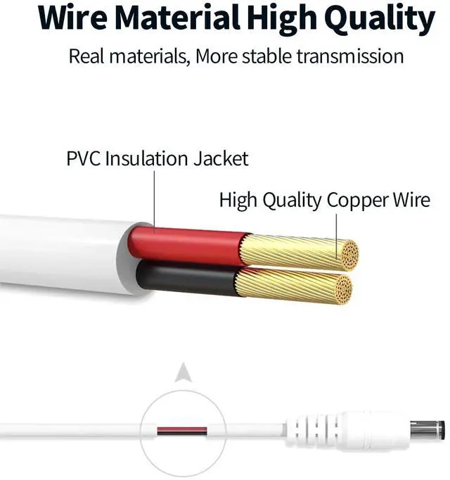 Alt view image 4 of 7 - HI Electrical & Industrial Wire Extension Cable 10M 2.1mm x 5.5mm Compatible with 12V DC Adapter for CCTV Security Camera System NVR DVR and IP Camera White 1 Pack