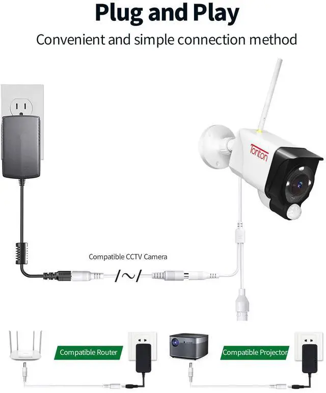 Alt view image 6 of 7 - HI Electrical & Industrial Wire Extension Cable 10M 2.1mm x 5.5mm Compatible with 12V DC Adapter for CCTV Security Camera System NVR DVR and IP Camera White 1 Pack