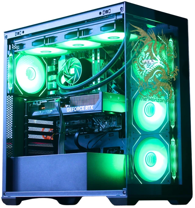 Main image of The Horizon RGB I9 RTX Gaming Desktop Computer PC || Core I9 CPU Upto 5.3GHz || 32GB RAM || 2TB Storage || RTX 5070 || 360MM AIO || 1.2GB/s WiFi, VR and Gaming Ready || Windows 11 Pro