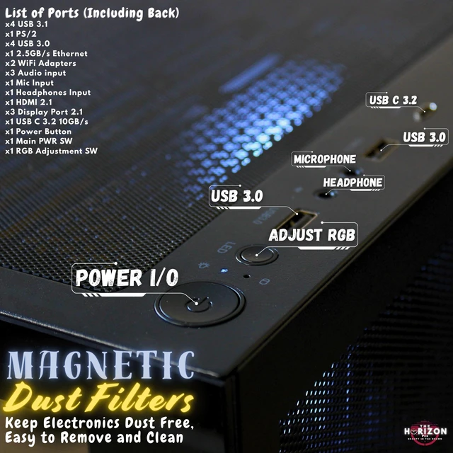 Alt view image 6 of 7 - The Horizon RGB I9 RTX Gaming Desktop Computer PC || Core I9 CPU Upto 5.3GHz || 32GB RAM || 2TB Storage || RTX 5070 || 360MM AIO || 1.2GB/s WiFi, VR and Gaming Ready || Windows 11 Pro
