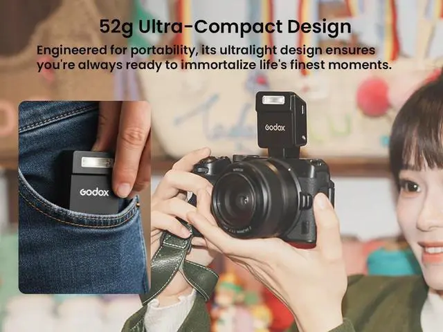 Alt view image 3 of 7 - Godox iT22S Mini TTL Speedlite for Sony Cameras, 700 Full-Power Flashes, 1.5s Fast Recycle, USB-C Charging, On-Camera Hot Shoe Flash with Magnetic Diffuser & Color Filters, Black