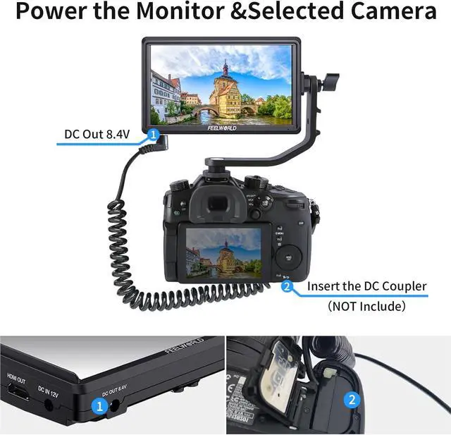 Alt view image 5 of 5 - FEELWORLD S55 V3 5.5" On-Camera Monitor Kit, 4K HDMI I/O, 3D LUT & Waveform, Includes Tilt Arm, F550 Battery & Case, Lightweight Compact with Power Output