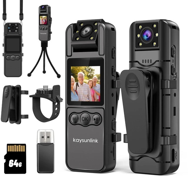 Main image of Body Camera with 1.4 Screen Audio and Auto Video Night Vision 1080P FHD Mini Police Wearable Body Worn Cam Portable Small Personal Camcorder Sport Action Outdoor Video Recorder (64GB)