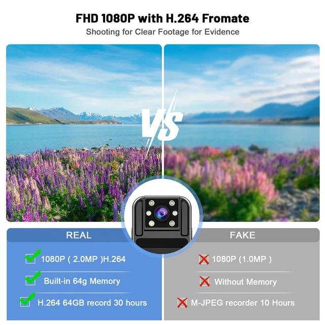 Alt view image 3 of 6 - Body Camera with 1.4 Screen Audio and Auto Video Night Vision 1080P FHD Mini Police Wearable Body Worn Cam Portable Small Personal Camcorder Sport Action Outdoor Video Recorder (64GB)
