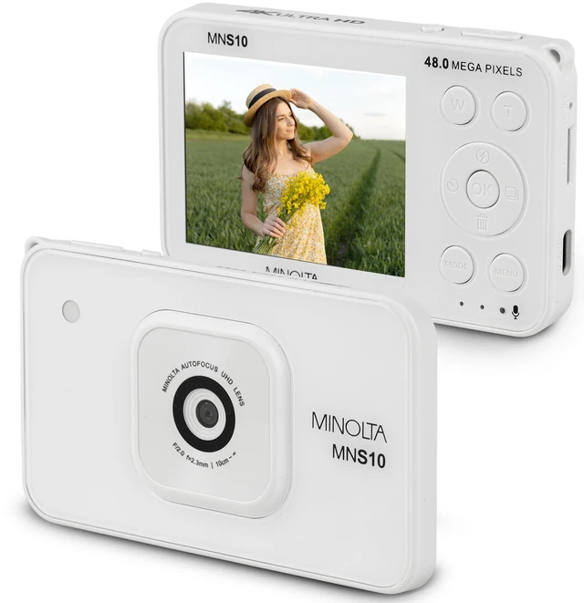 Main image of MNS10 48MP 4K Ultra HD Digital Camera - White 48MP sensor with 4K video and 32GB card for portraits, travel and vlogging