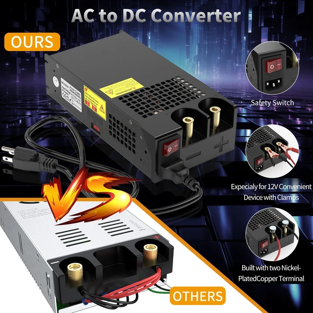 Alt view image 2 of 7 - 12V Power Supply 1000W 83.4A, 110V AC to 12V DC Converter-Black 12V Power Supply 110V to 12V Converter Universal Power Adapter for Radio, Car Stereos, LED Strip, Computer Project