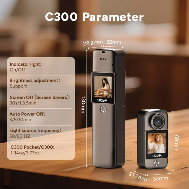 Alt view image 4 of 7 - C300 4K Wearable Vlogging Camera,7H Recording POV Cam for Daily Vlogs Dual Stabilization powered by 6-Axis Gyro+EIS, Dual Touch Screen, 8X Zoom,30M waterproof