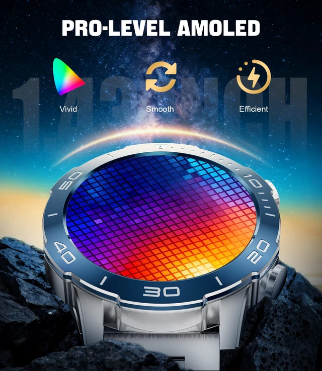 Alt view image 2 of 7 - Smart Watches for Men Luxury for Android iPhone,Fitness Watch with Heart Rate/SpO2/Sleep Monitor,Smartwatch Amoled Display 100+ Sport Modes,IP68 Waterproof,Silver Blue, 40mm
