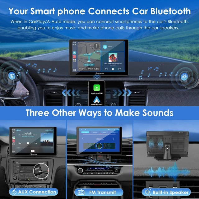 Alt view image 5 of 7 - 9 Inch Carplay Screen for Car, Compatible with Wireless/Wired Apple CarPlay, Android Auto and Mirror Link - Bluetooth Audio, Navigation,Siri, FM, AUX