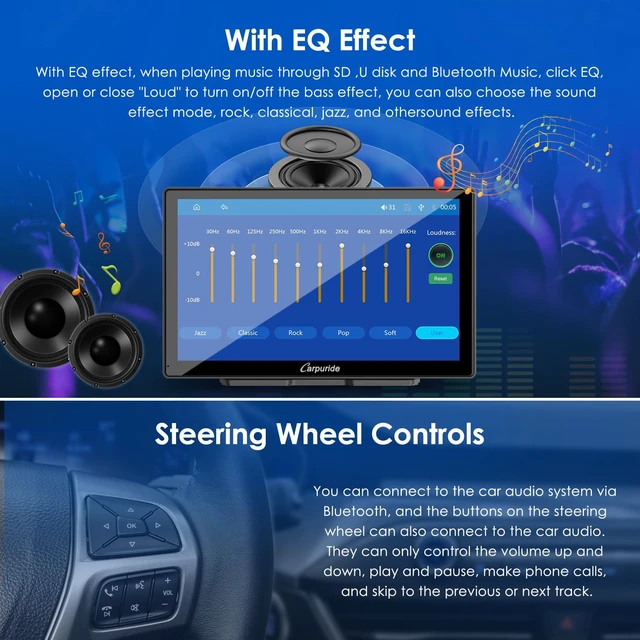 Alt view image 7 of 7 - 9 Inch Carplay Screen for Car, Compatible with Wireless/Wired Apple CarPlay, Android Auto and Mirror Link - Bluetooth Audio, Navigation,Siri, FM, AUX