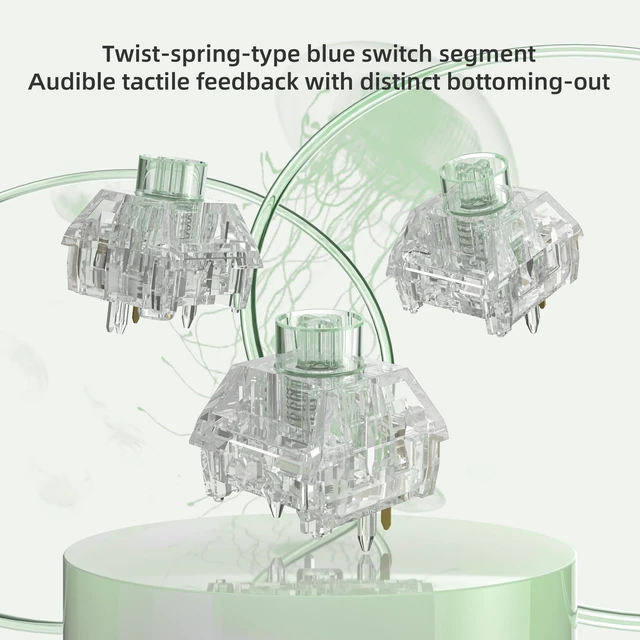 Alt view image 3 of 6 - Kailh Box Jellyfish PRO Fully Transparent RGB Clicky Mechanical KeyboardJade Jellyfish 90pcs