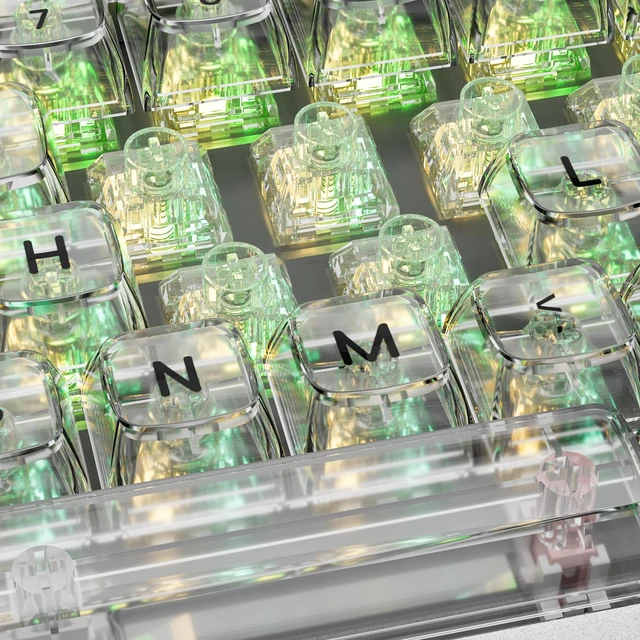 Alt view image 5 of 6 - Kailh Box Jellyfish PRO Fully Transparent RGB Clicky Mechanical KeyboardJade Jellyfish 90pcs