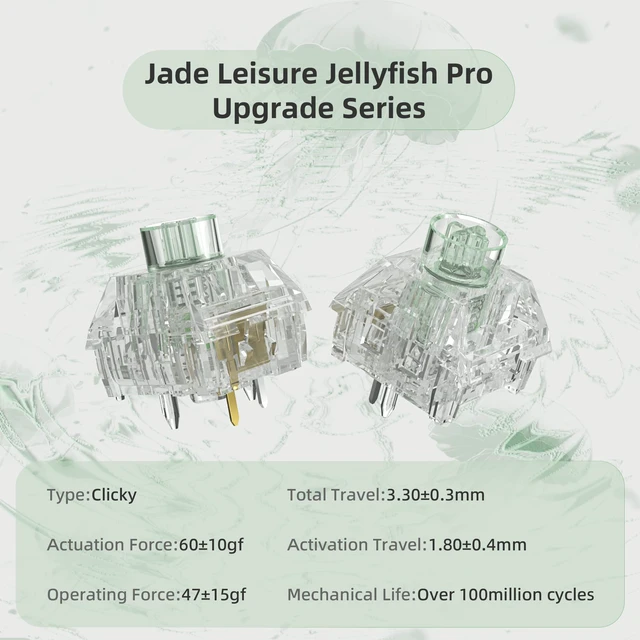 Alt view image 2 of 6 - Kailh Box Jellyfish PRO Fully Transparent RGB Clicky Mechanical KeyboardJade Jellyfish 90pcs