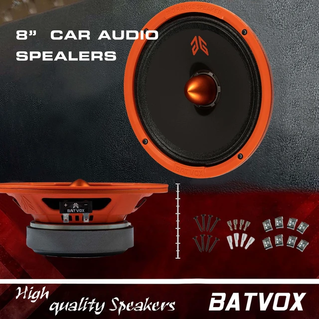 Alt view image 2 of 7 - MX80E1 Midrange Loudspeaker 8" Orange Bullet, 560W Max, 6 Ohms, Premium Quality Audio Door Speakers for Car or Truck Stereo Sound System, Orange (2 Speaker)