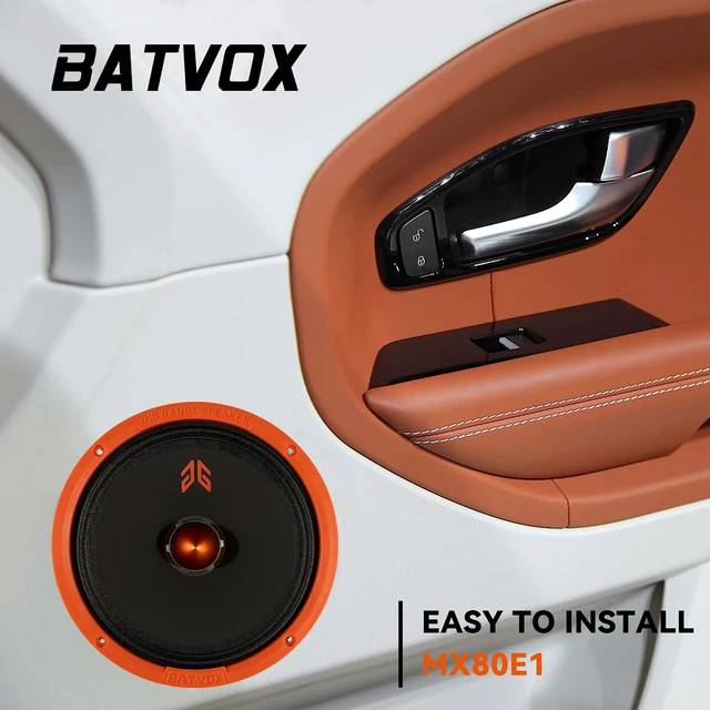 Alt view image 7 of 7 - MX80E1 Midrange Loudspeaker 8" Orange Bullet, 560W Max, 6 Ohms, Premium Quality Audio Door Speakers for Car or Truck Stereo Sound System, Orange (2 Speaker)