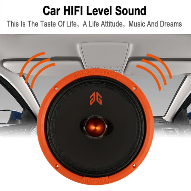 Alt view image 6 of 7 - MX80E1 Midrange Loudspeaker 8" Orange Bullet, 560W Max, 6 Ohms, Premium Quality Audio Door Speakers for Car or Truck Stereo Sound System, Orange (2 Speaker)