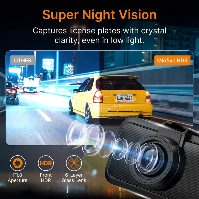 Alt view image 3 of 7 - S1 4K Front Dash Cam, 5GHz WiFi, GPS, 32GB Card Included 3" IPS Screen, 2160P Recording, HDR Night Vision, Supercapacitor, Loop Recording, App Control, Support Max 512GB