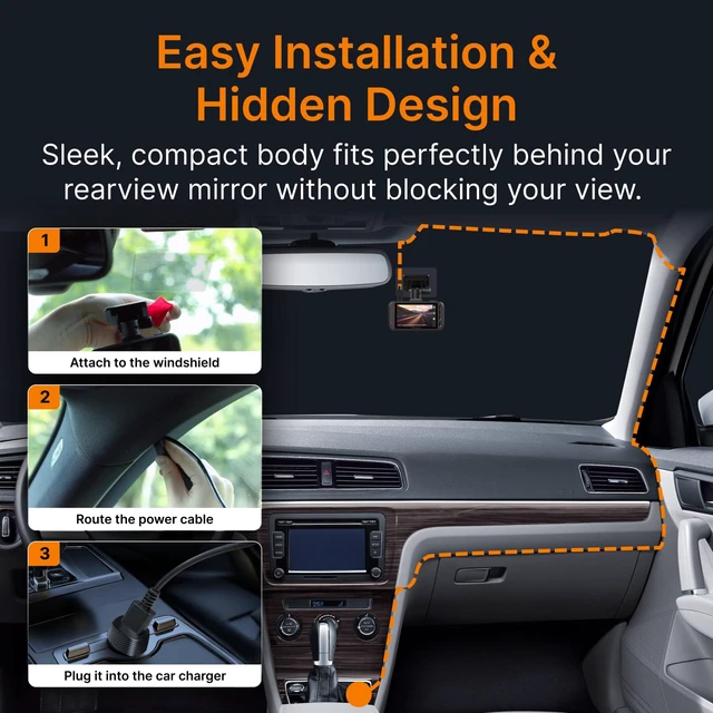 Alt view image 7 of 7 - S1 4K Front Dash Cam, 5GHz WiFi, GPS, 32GB Card Included 3" IPS Screen, 2160P Recording, HDR Night Vision, Supercapacitor, Loop Recording, App Control, Support Max 512GB