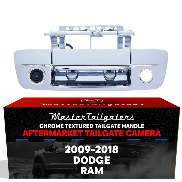 Main image of Chrome Tailgate Handle with Backup Camera Replacement for Dodge Ram (2009-2018) IP68 Waterproof Parking Grid Lines Available Easy to Install