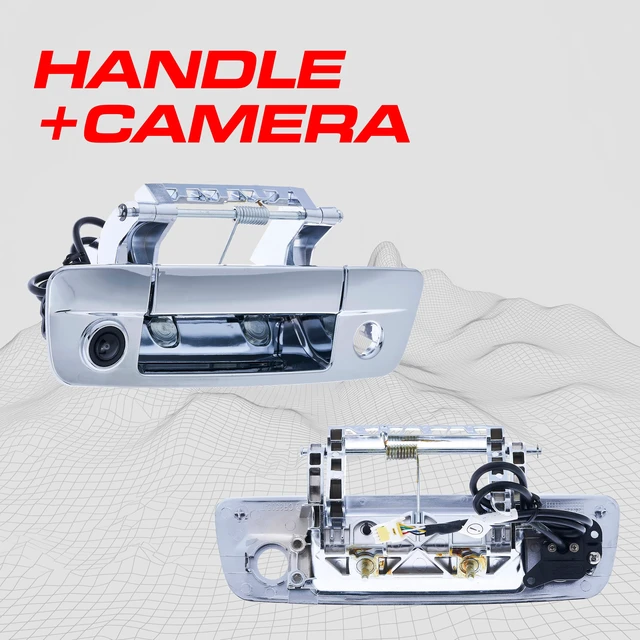 Alt view image 2 of 7 - Chrome Tailgate Handle with Backup Camera Replacement for Dodge Ram (2009-2018) IP68 Waterproof Parking Grid Lines Available Easy to Install