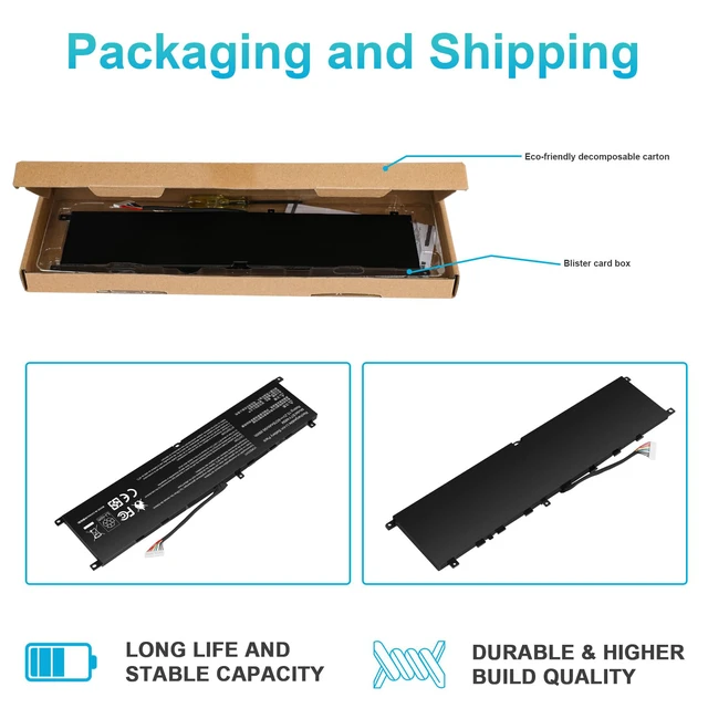Alt view image 5 of 7 - BTY-M6M 99.99Wh Laptop Battery Replacement for MSI GS66 Stealth 10SE 10SF 11UE 11UH GE66 Raider 10UG 11UG GE76 for Raider 11UE 11UG GE76 for Dragon Tiamat 11UH WS66 10TM 11UMT 11UKT for Creator 15