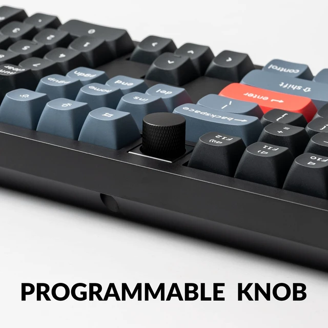 Alt view image 4 of 7 - V6 Wired Custom Mechanical Keyboard Knob Version, Full-size QMK/VIA Programmable Macro with Hot-swappable K Pro Brown Switch Compatible with Mac Windows Linux Black (Non-Transparent)
