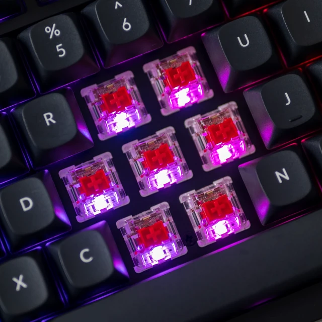 Alt view image 6 of 7 - V6 Wired Custom Mechanical Keyboard Knob Version, Full-Size QMK/VIA Programmable Macro with Hot-swappable K Pro Red Switch Compatible with Mac Windows Linux Black (Non-Transparent)
