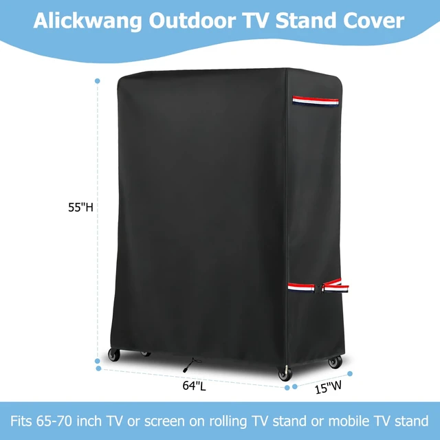 Alt view image 2 of 7 - 64 Inch Outdoor TV Trolley Cover with Zipper,Heavy Duty 600D Outdoor TV Stand Cover Weatherproof for 65-70 Inch TV,Rolling TV Stand Covers for TV Cart On Wheels,64"L x 15"W x 55"H
