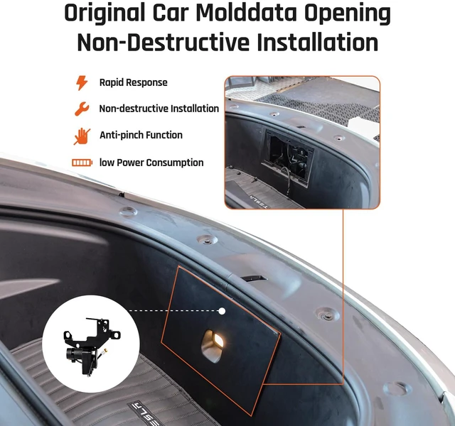 Alt view image 4 of 7 - Electric Power Frunk Closer for Tesla Model Y 2021 2022 2023 2024 - Automatic Soft Closing Front Trunk Lock Hands Free Auto Close Easy Install Upgrade Accessory