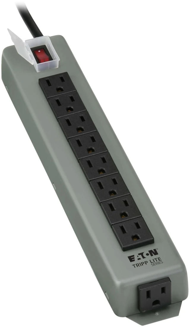 Alt view image 2 of 7 - Eaton series 9-Outlet Heavy Duty Power Strip, Metal, Mountable (Wall Mount & Under Desk) 15ft Extension Cord, On/Off Switch Cover, Industrial Garage Shop Work Bench Applications (UL24CB-15)