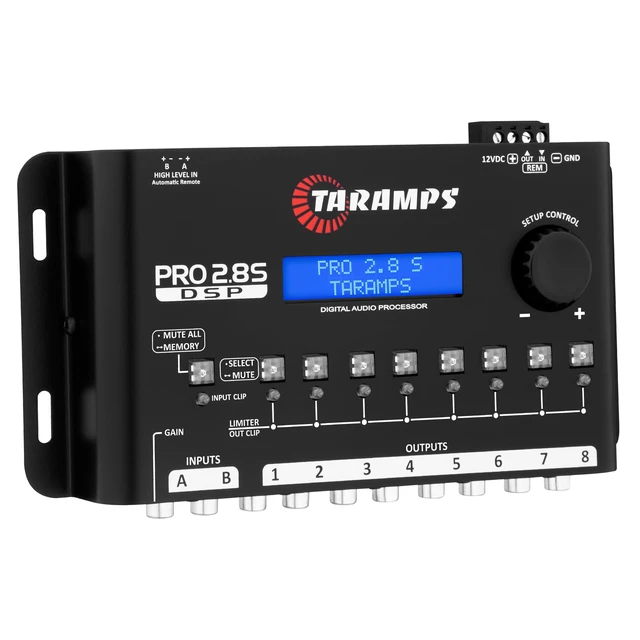 Alt view image 2 of 7 - Taramps Pro 2.8S Black DSP Crossover Full Digital Signal Audio Processor and Equalizer with sequencer 15-Band Graphic Equalization 12 preset EQ 2-Channel in and 8-Channel Out Car Audio, Sound Quality