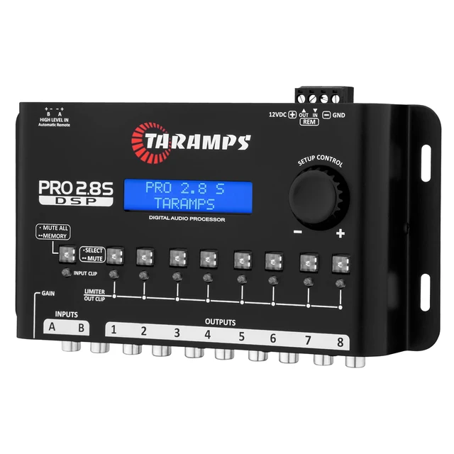 Alt view image 3 of 7 - Taramps Pro 2.8S Black DSP Crossover Full Digital Signal Audio Processor and Equalizer with sequencer 15-Band Graphic Equalization 12 preset EQ 2-Channel in and 8-Channel Out Car Audio, Sound Quality