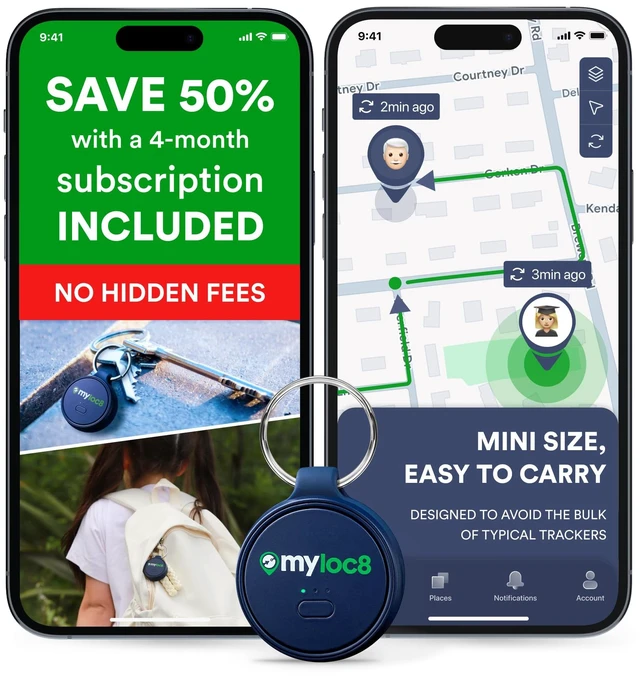Main image of Highly Precise GPS Tracker for Keys, Backpack, Luggage & Kids Built-in SIM, SOS Button - Smart Tag with Real-Time Tracking, Waterproof, iOS & Android Locator Device (4-Mo Subscription Included)