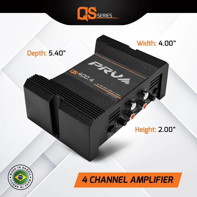Alt view image 3 of 7 - QS400.4 2 Ohm Mini Compact 4 Channel Car Audio Amplifier 4 x 100 Watts RMS at 2 Ohm - 400 Watt Amp Stereo 12 Volts Amp Class D Full Range Bridgeable