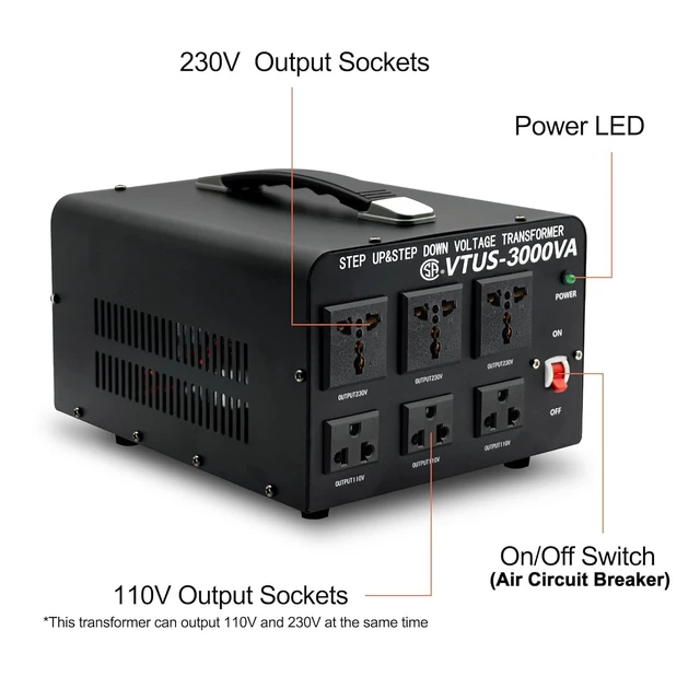 Alt view image 3 of 7 - Voltage Transformer Converter 3000 Watt Step Up/Down Convert from 110-120 Volt to 220-240 Volt and from 220-240 Volt to 110-120 Volt