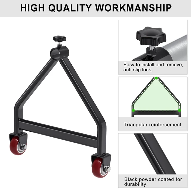 Alt view image 4 of 7 - Wire Spool Rack Portable Cable Caddy with Wheels Wire Dispenser Full Carbon Steel Frame,Scratch-Resistant Powder Coat Finish,Folds Flat for Compact Storage, Lightweight, 220lbs Capacity