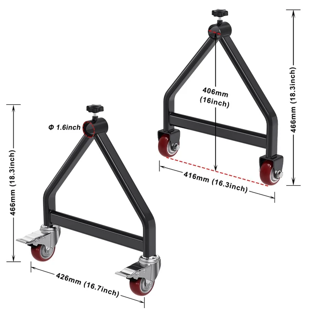 Alt view image 6 of 7 - Wire Spool Rack Portable Cable Caddy with Wheels Wire Dispenser Full Carbon Steel Frame,Scratch-Resistant Powder Coat Finish,Folds Flat for Compact Storage, Lightweight, 220lbs Capacity