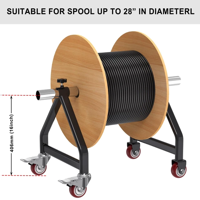 Alt view image 7 of 7 - Wire Spool Rack Portable Cable Caddy with Wheels Wire Dispenser Full Carbon Steel Frame,Scratch-Resistant Powder Coat Finish,Folds Flat for Compact Storage, Lightweight, 220lbs Capacity