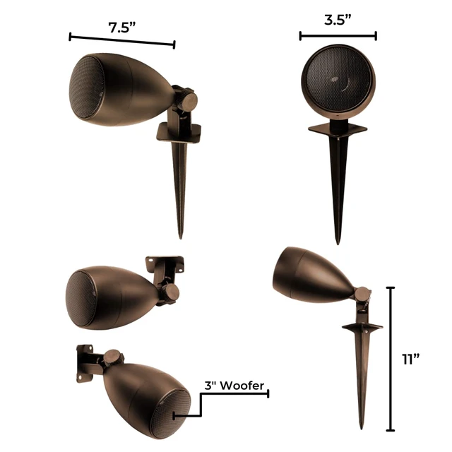 Alt view image 3 of 6 - 3" Landscape In Ground 60W Speaker, Outdoor Weather Resistant, LS3 Bronze (Pair)